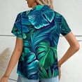 thumbnail image 4 of Hawaiian Shirts for Women Basic Collared Tee Shirt Coconut Palm Hawaii Style Tunic Blouses Button Down Short Sleeve Blouses Summer Beach Shirt Tropical Shirts Loose Flowy Cardigan, 4 of 6