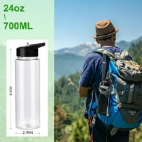 24 oz Clear Water Bottles with Straw, 6 Pack Reusable Sports Water Bottle with Handle for Travel Gym Hiking Camping