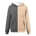 thumbnail image 4 of Dazajoo Womens Color Block Sweatshirts Long Sleeve Oversized Hoodies with Pocket Lightweight Workout Athletic Pullover Tops Fall Fashion Outfits,Gray,XXL, 4 of 5
