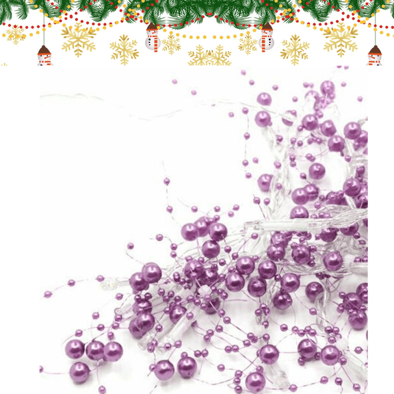 Christmas Berry Beaded Garland with Lights, 9.8 FT Pre-lit LED Christmas Garland for Indoor Home Mantel Fireplace Xmas Tree Holiday Party Decor-Purple