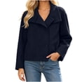 thumbnail image 2 of WIZUTIZ Women's Solid Color Button Front Jacket Turn Down Collar Long Sleeve Loose Casual, 2 of 6