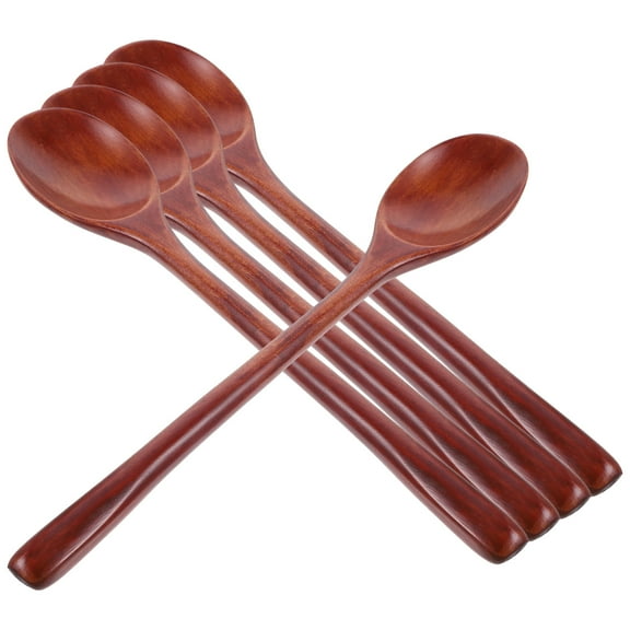 PENIKOKO 5-Piece Brown Wooden Spoons Set Dishwasher Safe for Mixing, Serving, Cooking and Baking