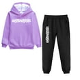 thumbnail image 2 of amropi Boy's Tracksuit Fur Lined Pullover Hoodie Jogging Pants Set 2 Pieces Sweatsuit (Purple,6-7Years), 2 of 7