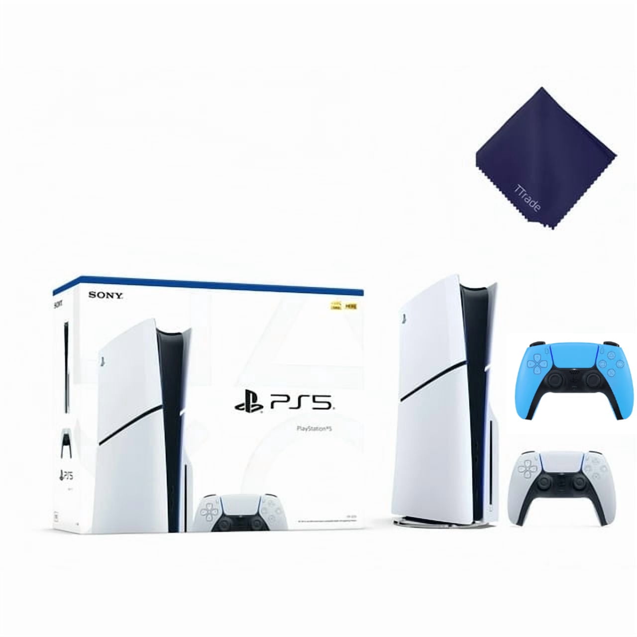 New TTrade PS_5 Slim Disc Edition 1TB Gaming Console Included Extra Blue Controller