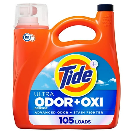 Tide Ultra Odor Oxi Liquid Laundry Detergent, 105 Loads - 148 oz- Pack of 2