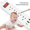 thumbnail image 5 of Kumdkd White 4-Outlet Power Strip with 7.8in Extension Cord & 3 USB Ports - Surge Protector for Office/Dorm, 5 of 6