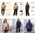 thumbnail image 4 of Agnes Orinda Women's Plus Size Blazers Lapel 3/4 Sleeve Peplum Open Front Casual Business Cardigan Jackets 1X Black, 4 of 8