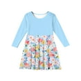 thumbnail image 5 of LTTVQM Cute Dress for Little Girls 9-10 Summer Casual Floral Long Sleeve Midi Dress Vacation Crew Neck Sundresses Comfortable Church Dress Light Blue, 5 of 5