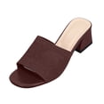 thumbnail image 2 of Bkhluea Women Knit Mesh Block Heel Slide Sandals Breathable Comfortable Footwear For Casual Office Outdoor Daily Activities, 2 of 7