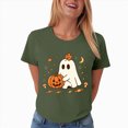 thumbnail image 7 of NOLDARES Halloween Teacher Shirts for Women Cute Ghost with Coffee Shirt Funny Spooky Tee Halloween Party Short Sleeve Tops(AG,M), 7 of 7