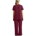 thumbnail image 5 of Franhais Women's 2 Piece Lounge Set Short Sleeve Tops +  Solid Color/Floral Pants Sleepwear Sets, 5 of 7
