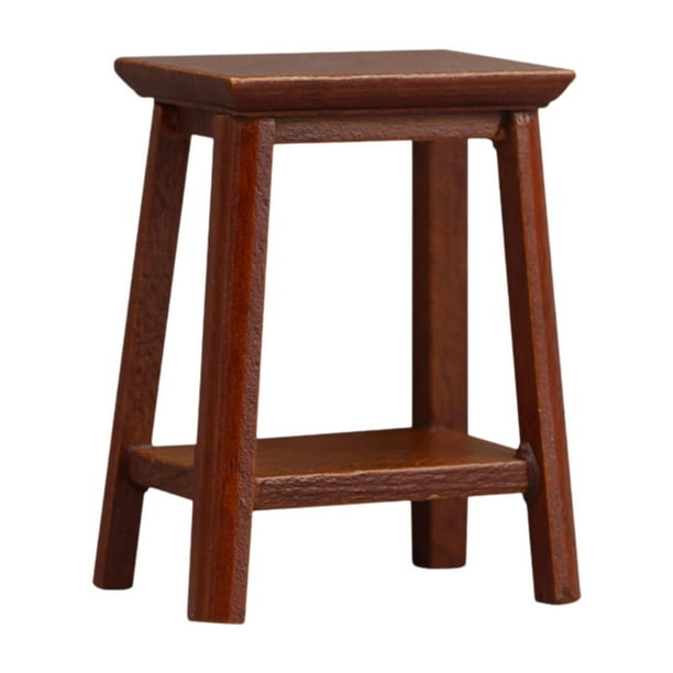 Taburete de madera en miniatura para casa de muñecas, modelo de silla pequeña a escala 1/12 para paisaje en miniatura.