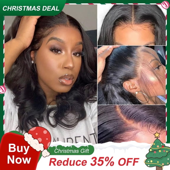 UTOURS Body Wave Frontal Wig 4x4 Lace Front Wigs for Black Women Human Hair 180% Density Pre Plucked Glueless Brazilian Virgin Hair Wet and Wavy Natural Color 12 Inch