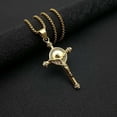 thumbnail image 7 of Jesus Cross Necklace Pendant With 14K Yellow Gold Chain And Gold Color Pave Rhinestones Iced Out Bling Jewelry For Women Men, 7 of 7
