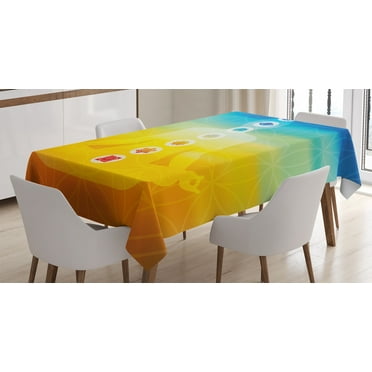 Ambesonne Yoga Tablecloth Rectangular Table Cover, Body Silhouette in Lotus, 60"x84", Multicolor