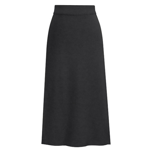 Luxur Jupe Midi Taille Haute Unie pour Femmes, Gris Foncé, S