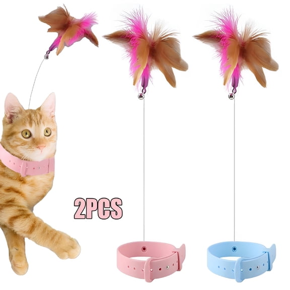 CYFW 2026 New Cat Collar, Self Play Interactive Toys for Indoor Cats, Hands Free Cat Wand Toy 2Pcs for Playtime, Exercise, Mental Stimulation, Indoor Fun, Solo Entertainment