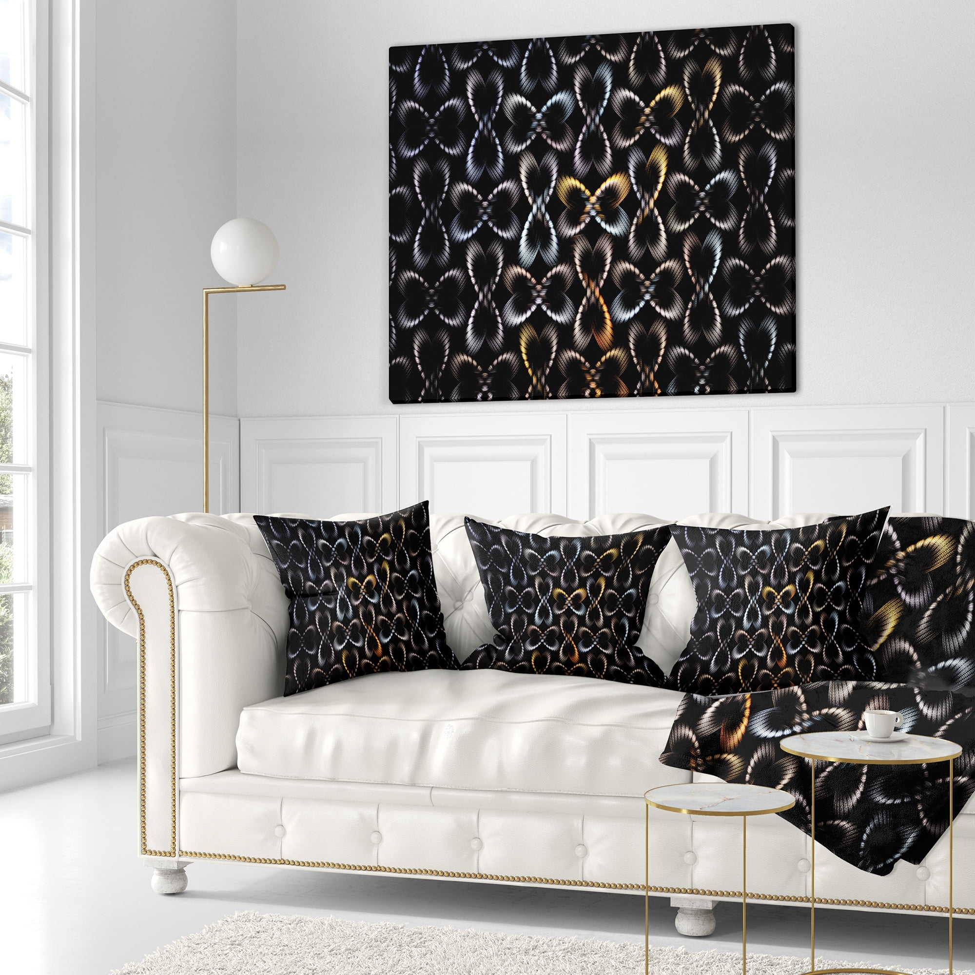Designart Yellow Pattern of Butterflies - Abstract Throw Pillow - 18x18
