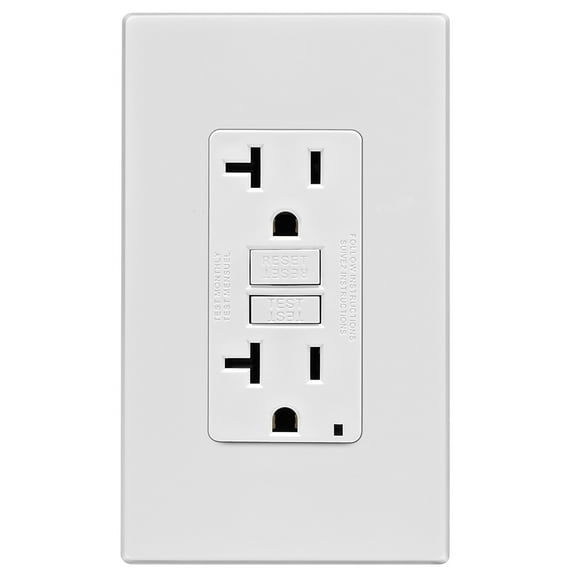Leviton C32-GFNT2-0PW GFCI Duplex Receptacle, 2 -Pole, 20 A, 125 V, Back, Side Wiring, NEMA: 5-20R, White