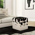 thumbnail image 3 of Victorian Hair On Hide Black And White Ottoman, 3 of 10