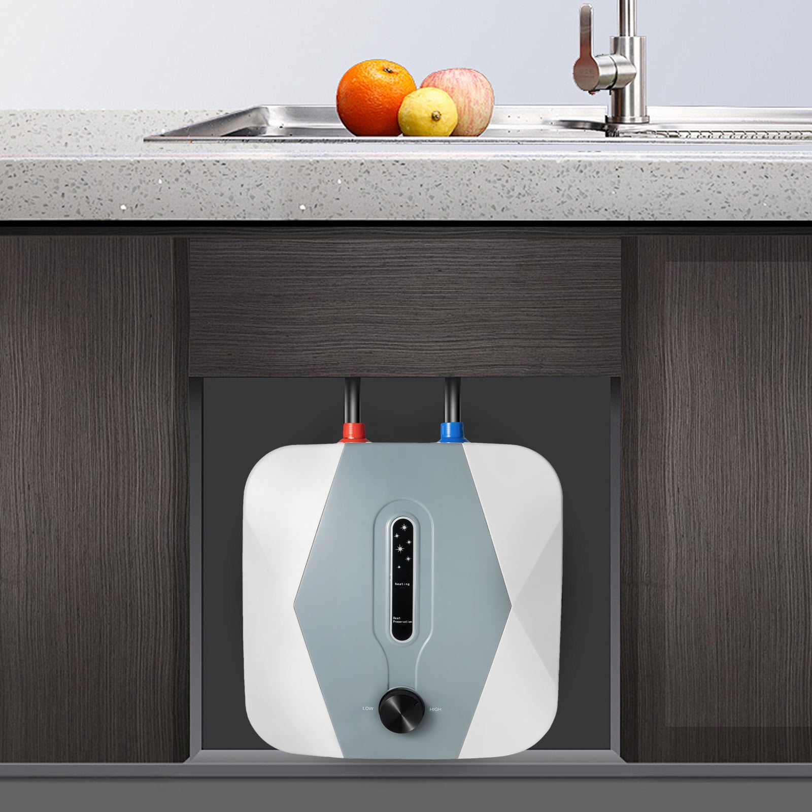 Mini 8L Electric Hot Water Heater Tankless Bathroom Heater 110V 1500W 75 ℃ Max Suitable for Installation in Small Residential Areas, Garages, Sinks