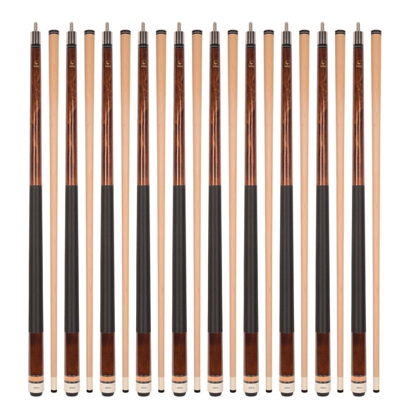 Lot de 10 Queues de Billard ASKA L2 Brunes, Longueur Standard 58 Pouces, Tige Canadian Maple, Embout Rigide 13 mm, Poids Mixtes