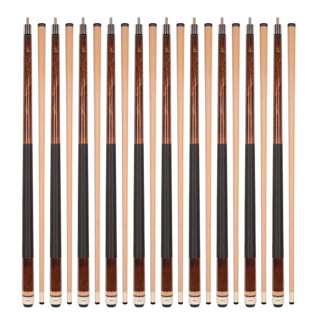 Lot de 10 Queues de Billard ASKA L2 Brunes, Longueur Standard 58 Pouces, Tige Canadian Maple, Embout Rigide 13 mm, Poids Mixtes