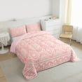 thumbnail image 4 of Feelyou Bohemian Aztec Women Bedding Comforter Set, Vintage Bohemian Mandala Twin Comforter Sets, Pink Triangle Square Reversible Bedding Set, Ultra Soft Bedroom Decor, 2-Piece, 4 of 9