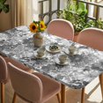 thumbnail image 3 of Spring Floral Table Cloths for 4 Foot Rectangle Tables, Retro Country Flowers Leaves Botanical Gray Patio Waterproof Elastic Fitted Tablecloths, Washable Rectangular Table Cover for Camping, 3 of 8