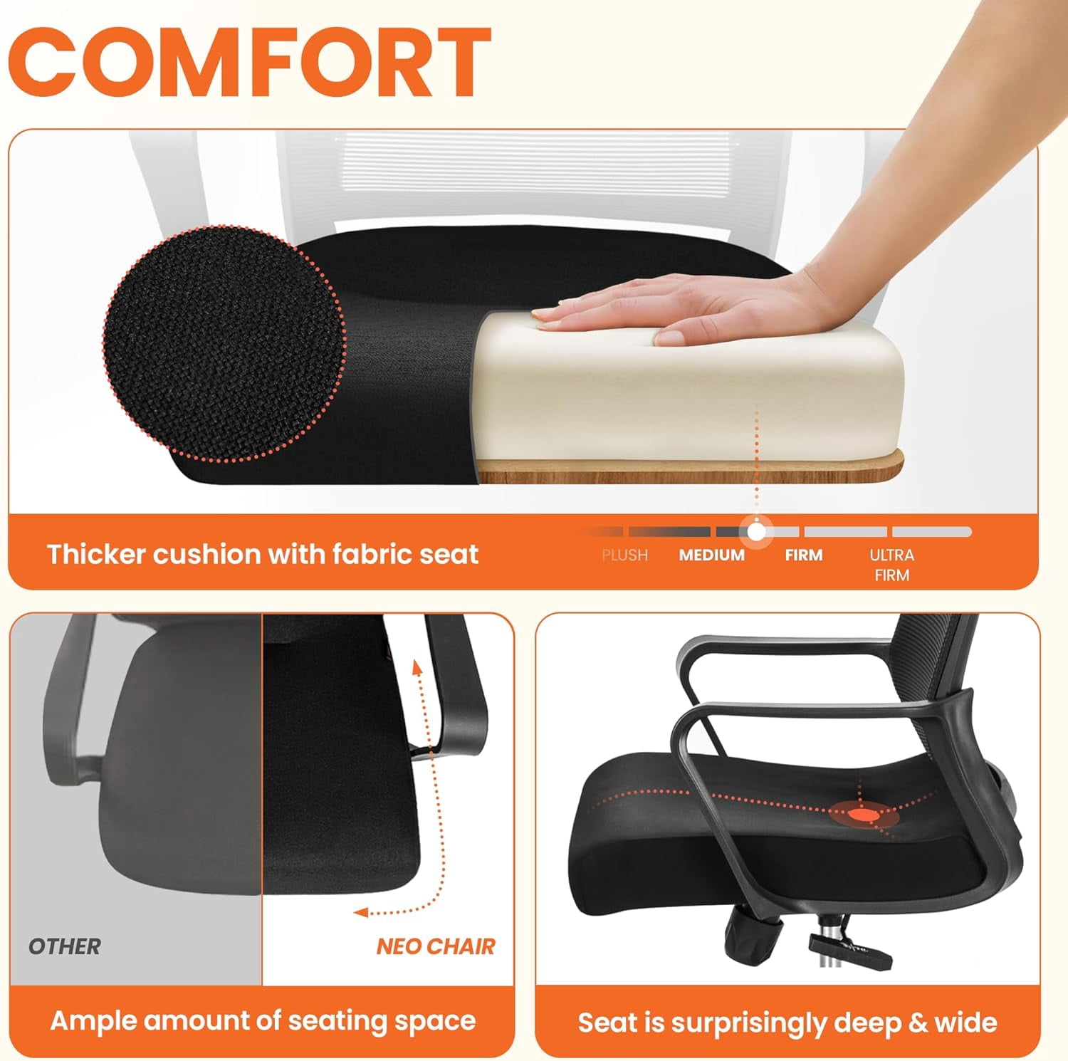 Ergonomic Office Chair with Lumbar Support, Breathable Mesh Back, Adjustable Height and Tilt, Black