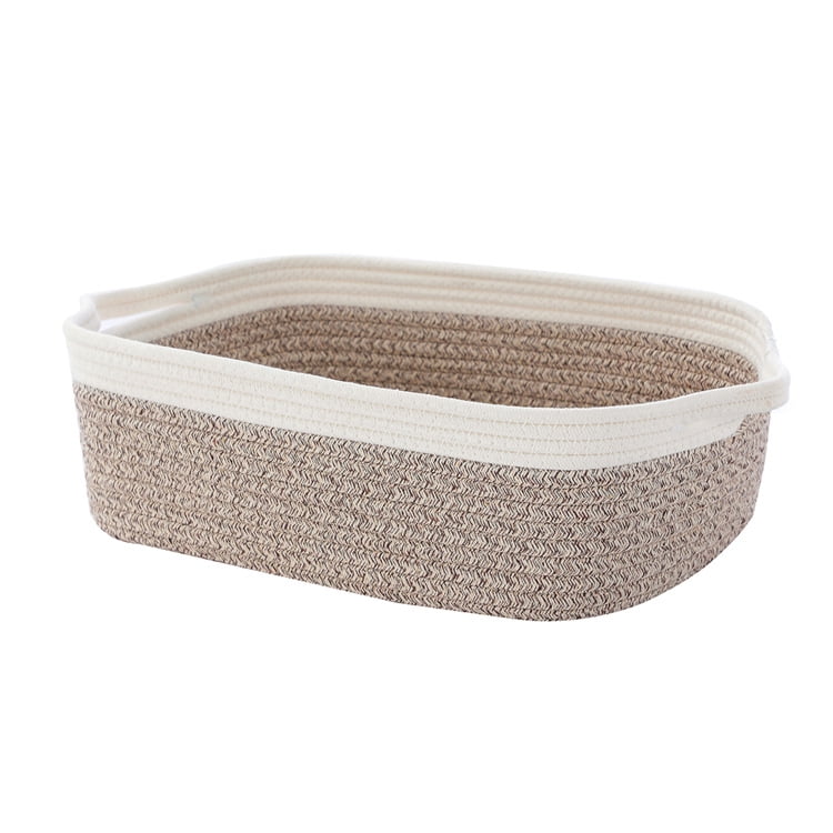 Small Woven Basket, 12"x 8" x 5" Cute Small Basket, Rope Room Shelf