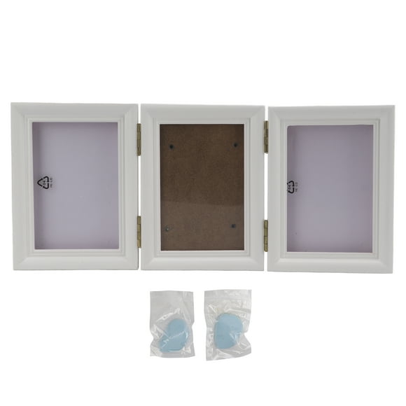 ZOUSSIQI Pet Pawprint Keepsake Frame DIY Pet Footprint Memorial Picture Frame with Pawprints for Dog and CatBule Clay White Frame CW2519#15403