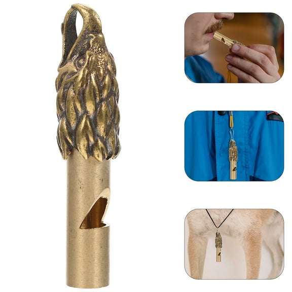 TEHAUX Mini Brass Eagle Whistle Keychain Pendant Loud Emergency Whistle Decor 2pcs