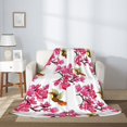 thumbnail image 2 of Throw Blanket for Couch Sofa and Bed, Pink Magnolia Hummingbird Super Soft Plush Throw Blanket, Fuzzy Cuteness Comfy Warm Washable Flannel Blanket & Throws for All Season 80"x60", 2 of 5