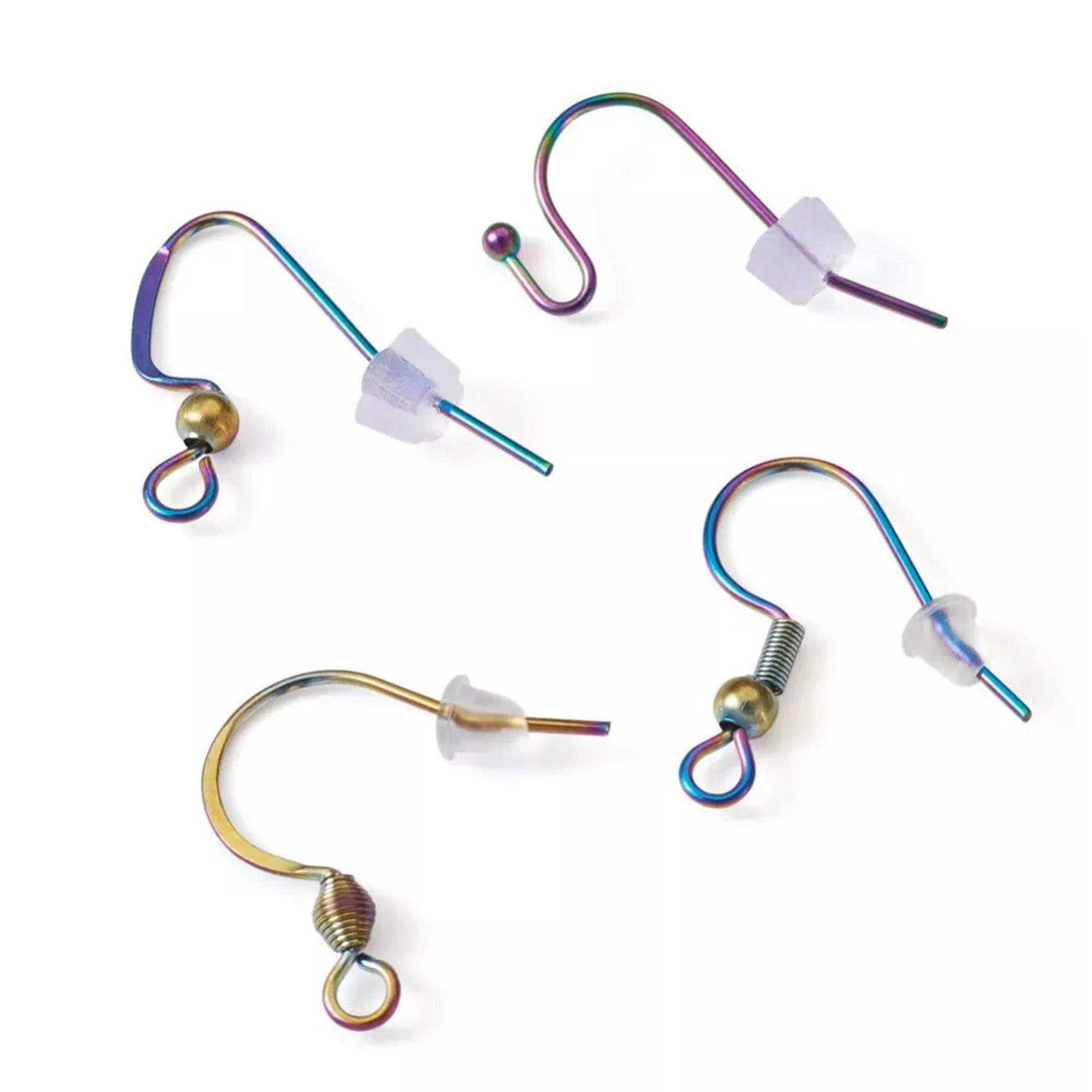 EOEMY 1 Box Stainless Steel French Earring Hooks With Jump Rings And Ear Nuts Diy Kit