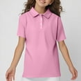 thumbnail image 2 of HAJWOH Polo Shirts for Girls School Size Xxx Short Sleeve Tshirts Casual Button Top 2025 New Collared Uniform Top Workout Blouse Pink 7-8 Years, 2 of 6