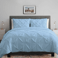 thumbnail image 2 of KOMFIT 800 Thread Count Pinch Pleated Duvet Cover set 100% Egyptian Cotton with Zipper Closure & Corner Ties 1 Duvet Cover & 2 Pillow Shams Light Blue Solid , King/Cal King (94x104), 2 of 6