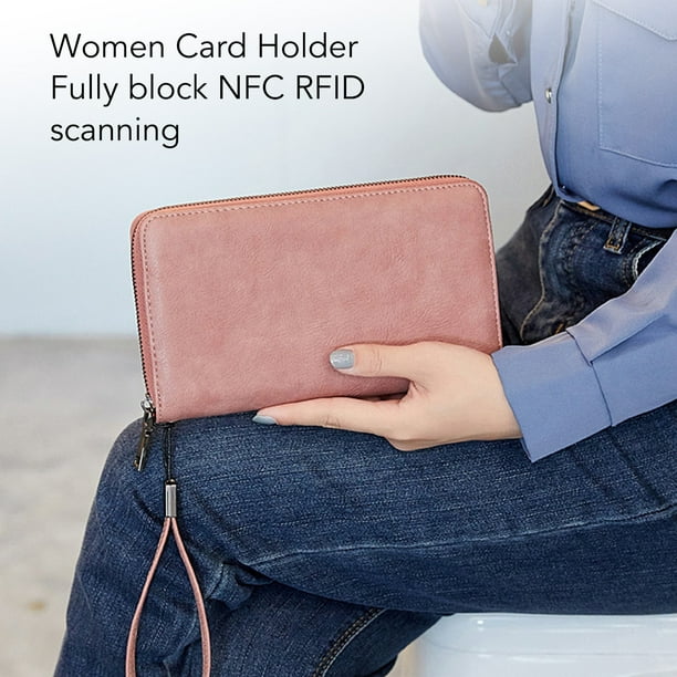Billetera Femenina, Cuero PU Liviano NFC RFID Bloqueador De