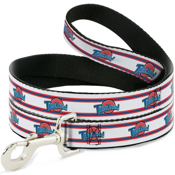 Looney Tunes Pet Leash, Dog Leash, Space Jam Tune Squad Logo Stripe White Red Blue, 4 Feet Long 0.5 Inch Wide
