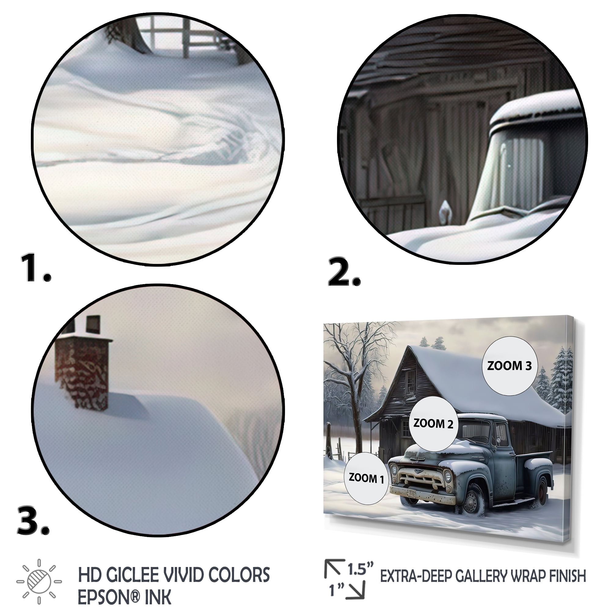 Designart Old Truck At The Barn In Winter III Canvas Wall Art