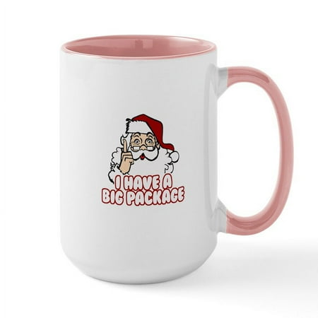 

CafePress - Santa Has A Big Package Large Mug - 15 oz Ceramic Large Mug