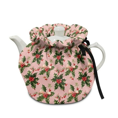 

ZUXONGSY Christmas Holly Tea Pots Cosy Breakfast Teapot Cover with Elastic Band Drawstring Xmas Decorative Dust Proof Teapot Cover Perfect for a Traditional English High Tea Experience