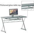 SOGES 47in Computer Desk Glass Desk Workstation Office Desk with Pullout Keyboard Tray Glass