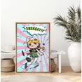 thumbnail image 2 of PixonSign Framed Wall Art Print Set Energetic Comic Book Manga Girl Inspirational Motivation Drawings Pop Art Glam Portrait Fun Multicolor Ultra for Living Room, Bedroom, Office - 24"x36" Natural, 2 of 5