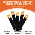 thumbnail image 3 of Indoor/Outdoor 100-Count Battery-Operated LED 8-Function Micro String Lights, Orange, 33', Halloween by Way To Celebrate, 3 of 8