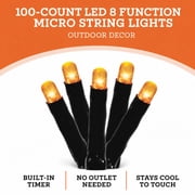 Indoor/Outdoor 100-Count Battery-Operated LED 8-Function Micro String Lights, Orange, 33', Halloween by Way To Celebrate