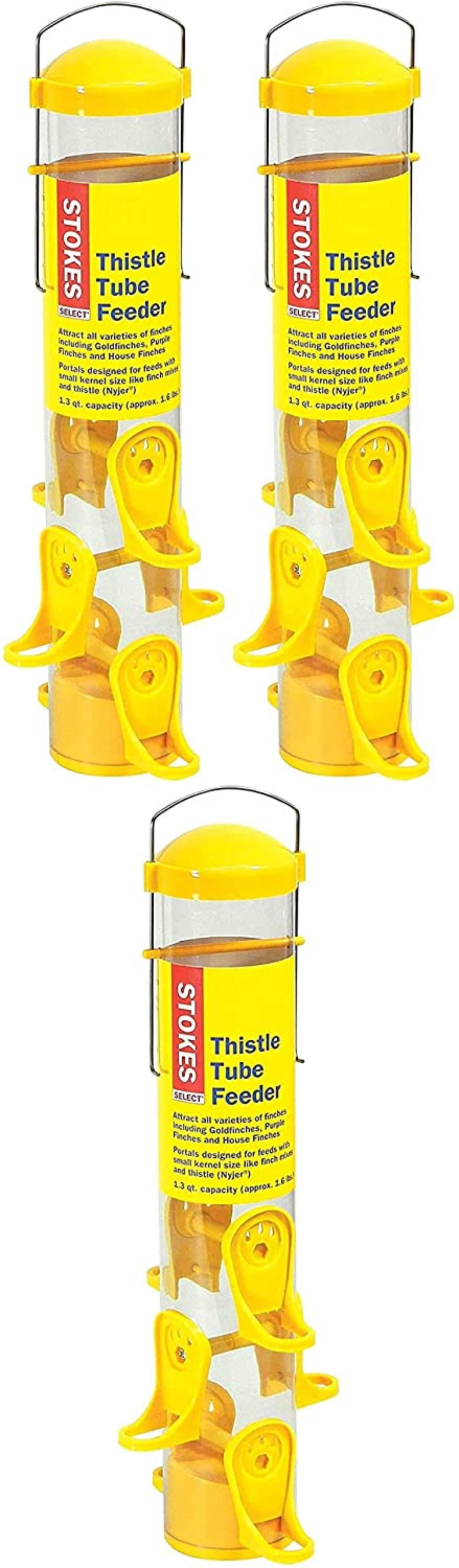 Stokes Thistle Tube Bird Feeder with Six Feeding Ports,Yellow,1.6lb Capacity 