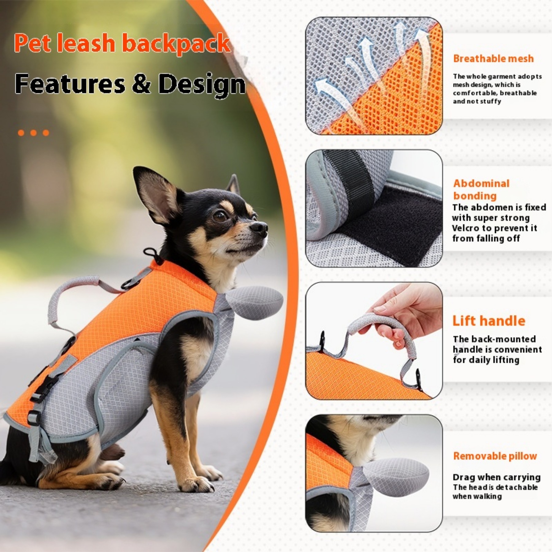Polyester Hiking Dog Pack Multifunctional Pet Backpack for Small Dogs Cats Outdoor Walking Convenient Travel Carrier