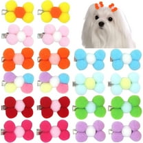 Dog Hair Clips,20Pcs Puppy Dog Small Bow Hair Barrettes Yorkie Dog Hair Clips Flower Dog Hair Clips for Valentine's Day St Patrick's Day Easter Pet Hair Clips Accessories (Random Color)