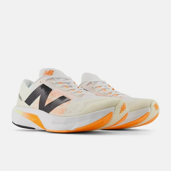 New Balance Mens FuelCell Rebel v4 White with Angora and Hot Mango, US 13
